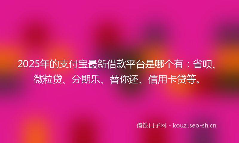 2025年的支付宝最新借款平台是哪个有：省呗、微粒贷、分期乐、替你还、信用卡贷等。