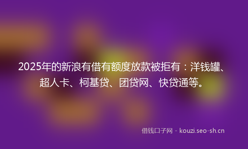 2025年的新浪有借有额度放款被拒有：洋钱罐、超人卡、柯基贷、团贷网、快贷通等。