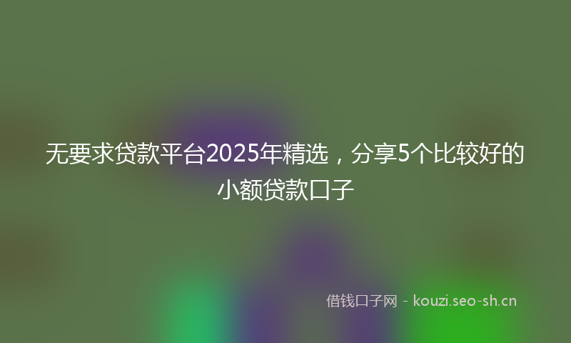 无要求贷款平台2025年精选，分享5个比较好的小额贷款口子