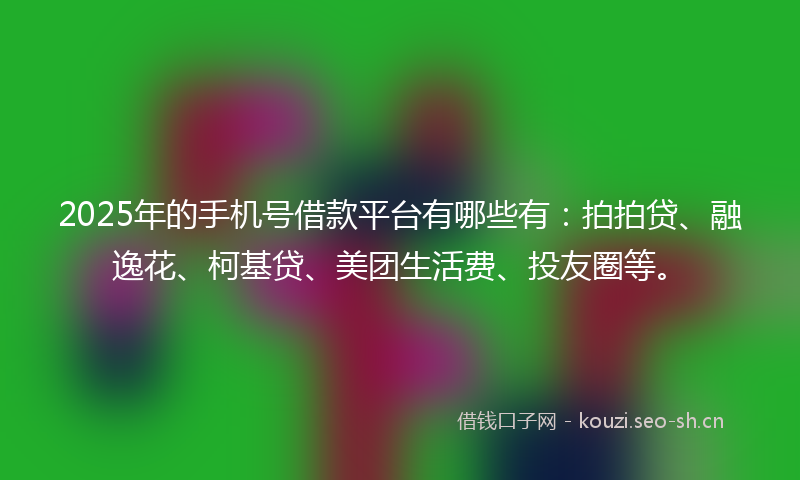 2025年的手机号借款平台有哪些有：拍拍贷、融逸花、柯基贷、美团生活费、投友圈等。
