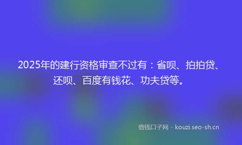 2025年的建行资格审查不过有：省呗、拍拍贷、还呗、百度有钱花、功夫贷等。