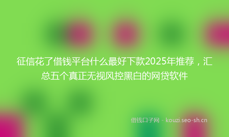 征信花了借钱平台什么最好下款2025年推荐，汇总五个真正无视风控黑白的网贷软件