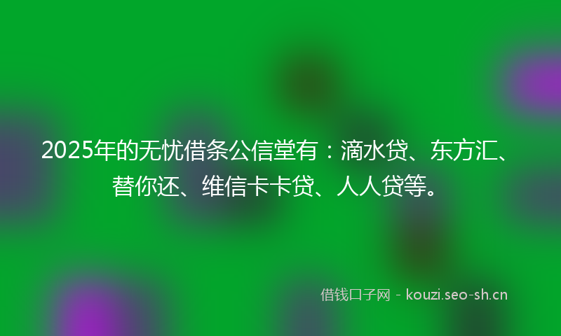 2025年的无忧借条公信堂有：滴水贷、东方汇、替你还、维信卡卡贷、人人贷等。