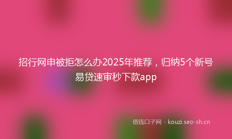招行网申被拒怎么办2025年推荐，归纳5个新号易贷速审秒下款app