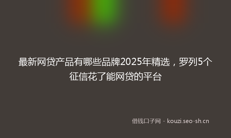 最新网贷产品有哪些品牌2025年精选，罗列5个征信花了能网贷的平台