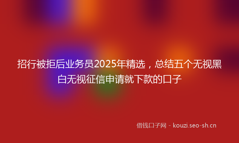 招行被拒后业务员2025年精选，总结五个无视黑白无视征信申请就下款的口子