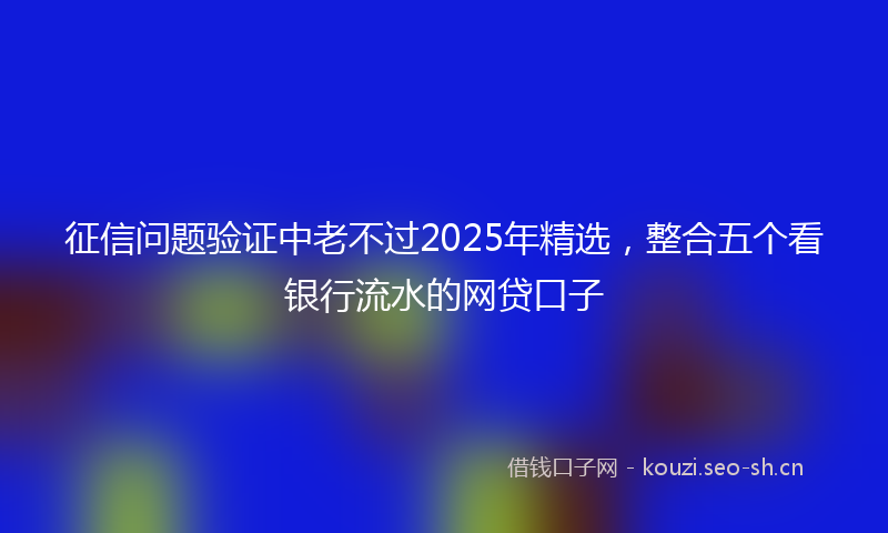 征信问题验证中老不过2025年精选，整合五个看银行流水的网贷口子