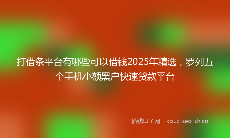 打借条平台有哪些可以借钱2025年精选，罗列五个手机小额黑户快速贷款平台