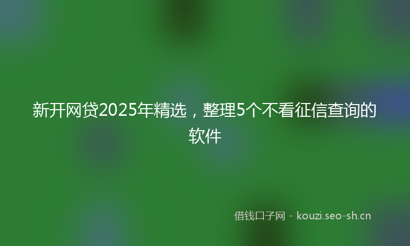 新开网贷2025年精选，整理5个不看征信查询的软件