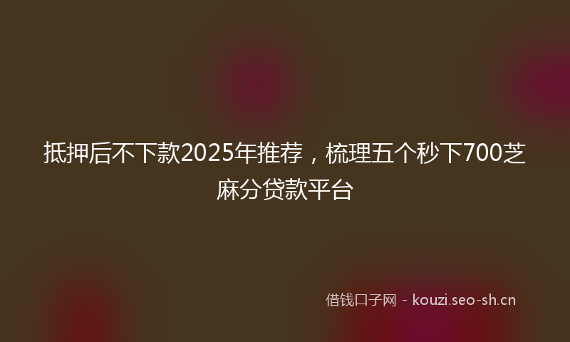 抵押后不下款2025年推荐，梳理五个秒下700芝麻分贷款平台