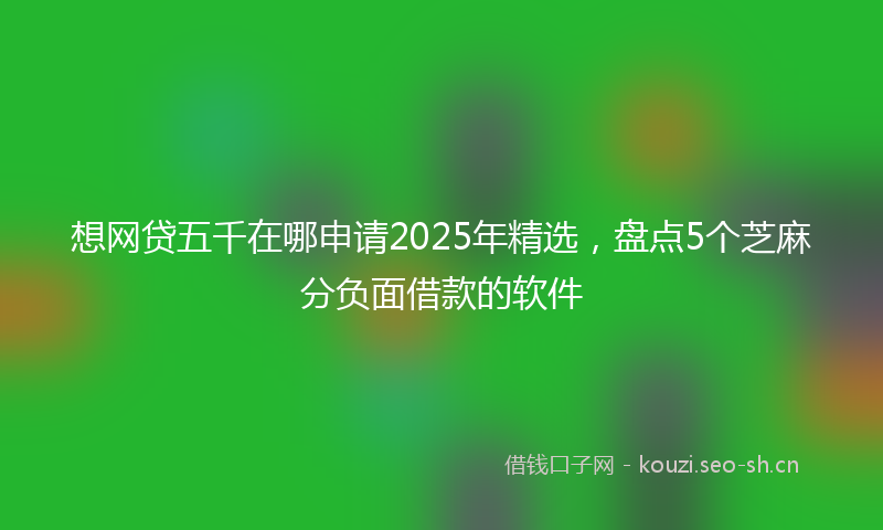 想网贷五千在哪申请2025年精选，盘点5个芝麻分负面借款的软件