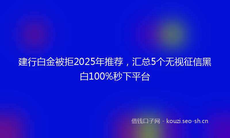 建行白金被拒2025年推荐，汇总5个无视征信黑白100%秒下平台