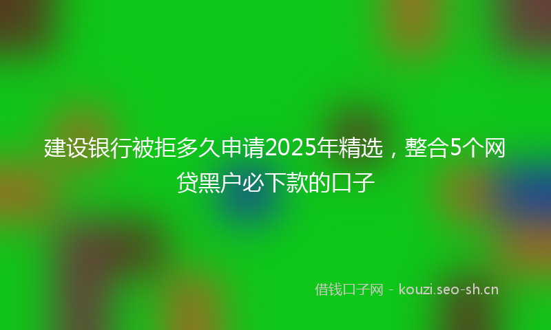 建设银行被拒多久申请2025年精选，整合5个网贷黑户必下款的口子