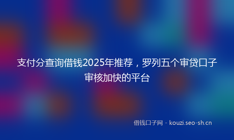 支付分查询借钱2025年推荐，罗列五个审贷口子审核加快的平台