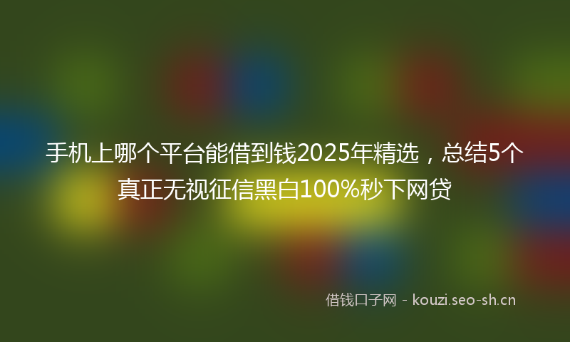 手机上哪个平台能借到钱2025年精选，总结5个真正无视征信黑白100%秒下网贷