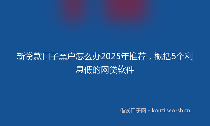 新贷款口子黑户怎么办2025年推荐，概括5个利息低的网贷软件