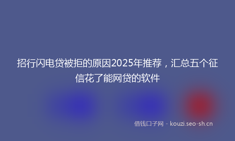 招行闪电贷被拒的原因2025年推荐，汇总五个征信花了能网贷的软件