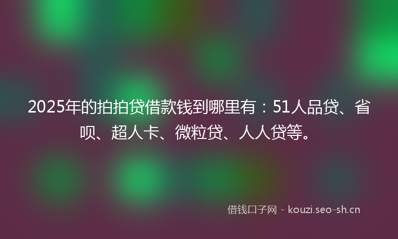 2025年的拍拍贷借款钱到哪里有：51人品贷、省呗、超人卡、微粒贷、人人贷等。