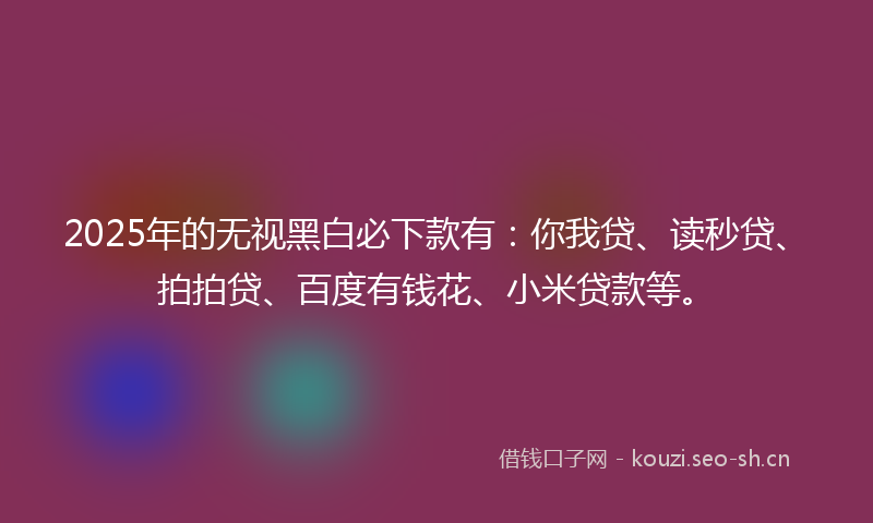 2025年的无视黑白必下款有：你我贷、读秒贷、拍拍贷、百度有钱花、小米贷款等。