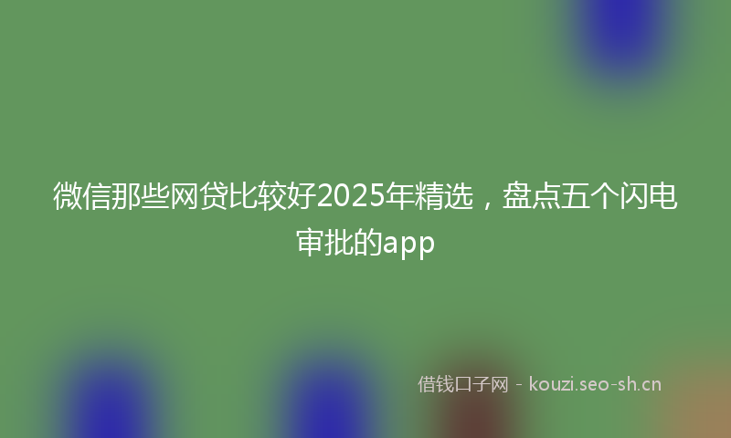 微信那些网贷比较好2025年精选，盘点五个闪电审批的app