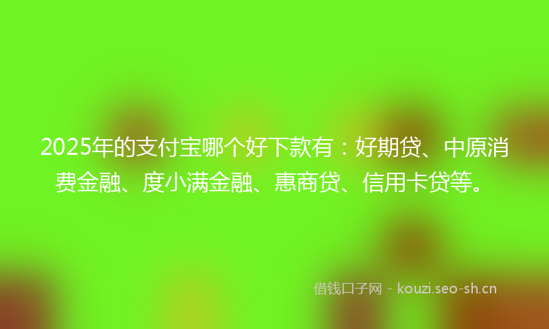 2025年的支付宝哪个好下款有：好期贷、中原消费金融、度小满金融、惠商贷、信用卡贷等。