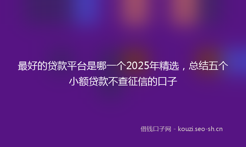 最好的贷款平台是哪一个2025年精选,总结五个小额贷款不查征信的口子