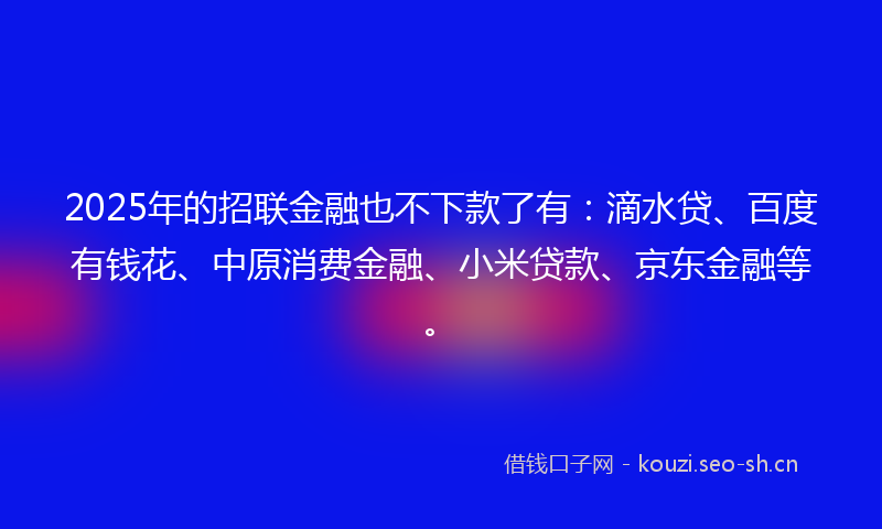 2025年的招联金融也不下款了有:滴水贷、百度有钱花、中原消费金融、小米贷款、京东金融等。
