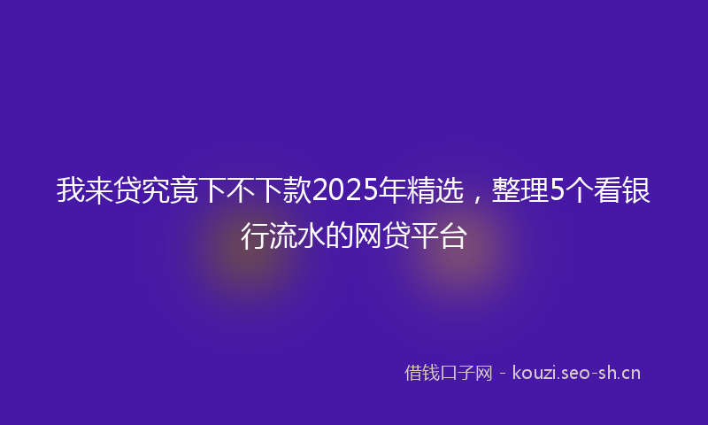 我来贷究竟下不下款2025年精选，整理5个看银行流水的网贷平台