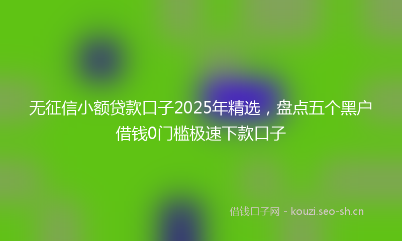 无征信小额贷款口子2025年精选，盘点五个黑户借钱0门槛极速下款口子
