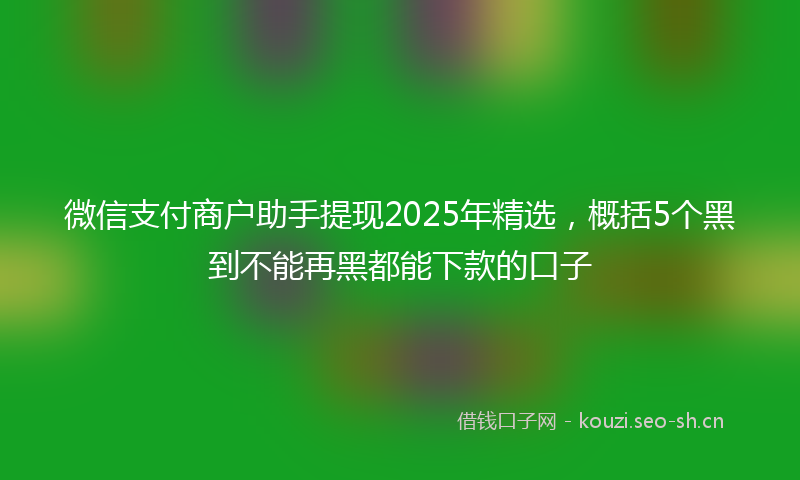 微信支付商户助手提现2025年精选,概括5个黑到不能再黑都能下款的口子