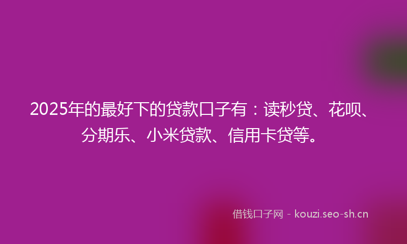 2025年的最好下的贷款口子有：读秒贷、花呗、分期乐、小米贷款、信用卡贷等。