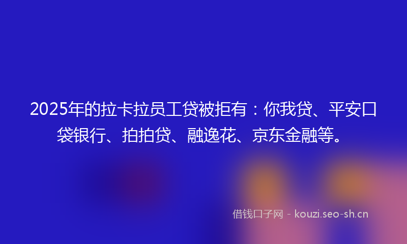 2025年的拉卡拉员工贷被拒有：你我贷、平安口袋银行、拍拍贷、融逸花、京东金融等。