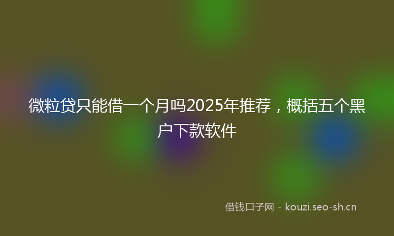 微粒贷只能借一个月吗2025年推荐，概括五个黑户下款软件