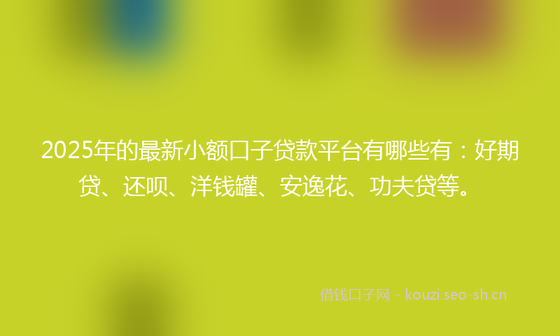 2025年的最新小额口子贷款平台有哪些有：好期贷、还呗、洋钱罐、安逸花、功夫贷等。