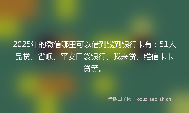 2025年的微信哪里可以借到钱到银行卡有：51人品贷、省呗、平安口袋银行、我来贷、维信卡卡贷等。
