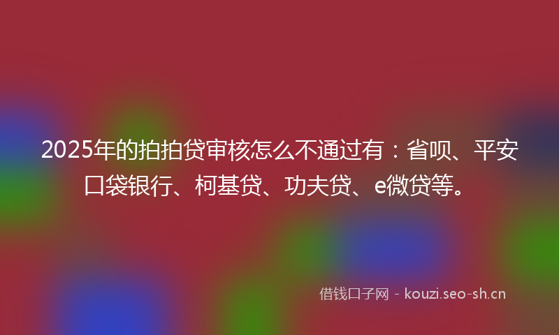 2025年的拍拍贷审核怎么不通过有：省呗、平安口袋银行、柯基贷、功夫贷、e微贷等。
