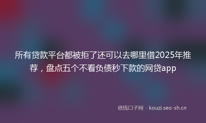 所有贷款平台都被拒了还可以去哪里借2025年推荐，盘点五个不看负债秒下款的网贷app