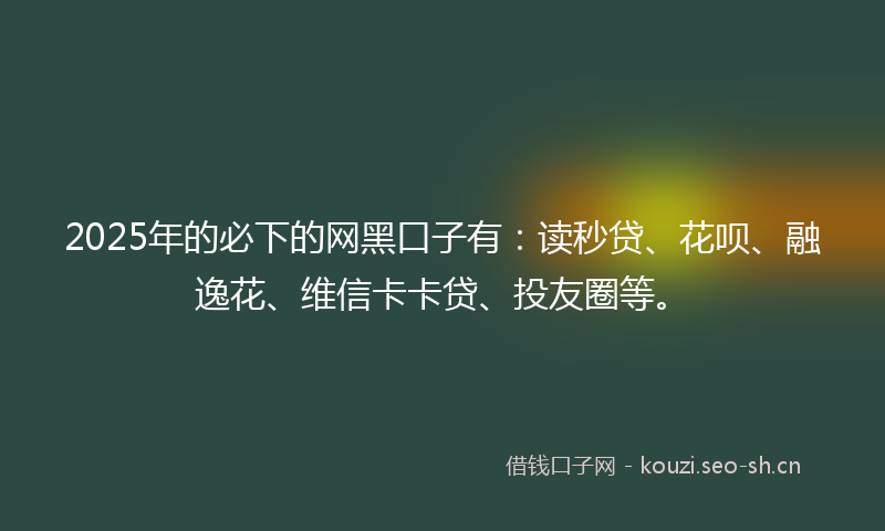 2025年的必下的网黑口子有：读秒贷、花呗、融逸花、维信卡卡贷、投友圈等。