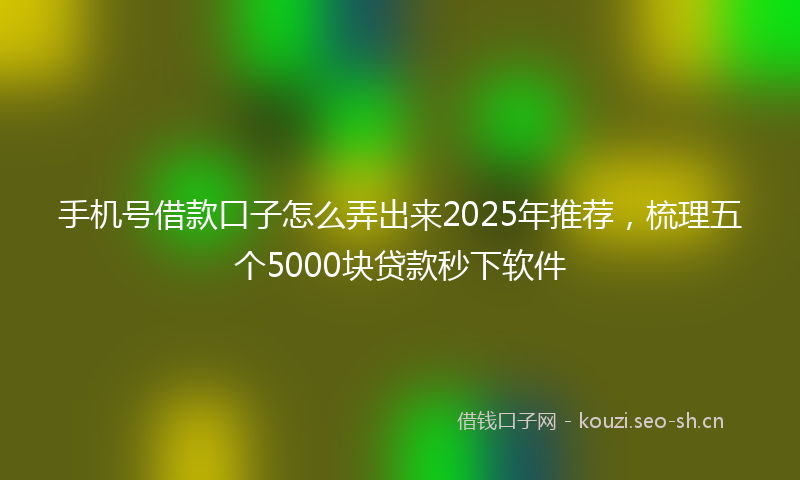 手机号借款口子怎么弄出来2025年推荐，梳理五个5000块贷款秒下软件