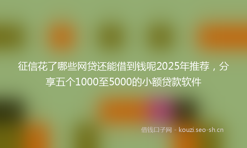 征信花了哪些网贷还能借到钱呢2025年推荐，分享五个1000至5000的小额贷款软件