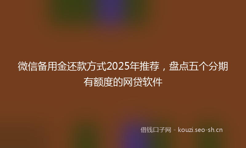 微信备用金还款方式2025年推荐，盘点五个分期有额度的网贷软件