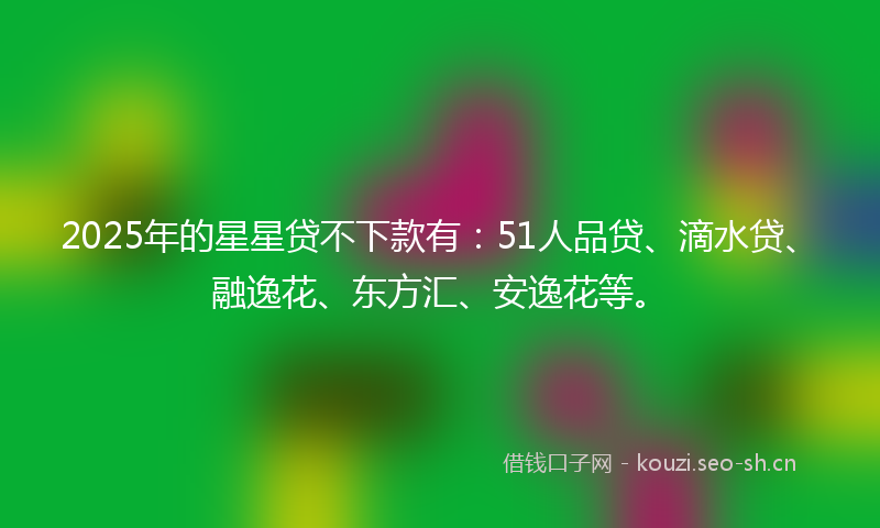 2025年的星星贷不下款有：51人品贷、滴水贷、融逸花、东方汇、安逸花等。