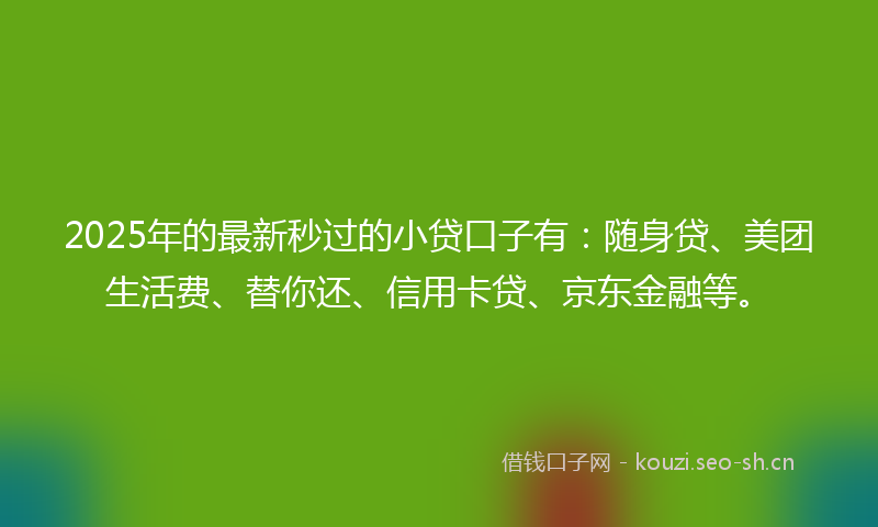2025年的最新秒过的小贷口子有：随身贷、美团生活费、替你还、信用卡贷、京东金融等。