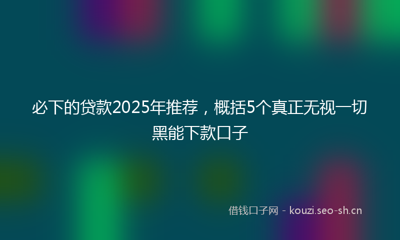 必下的贷款2025年推荐，概括5个真正无视一切黑能下款口子