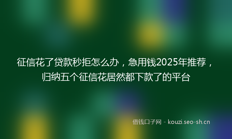 征信花了贷款秒拒怎么办，急用钱2025年推荐，归纳五个征信花居然都下款了的平台