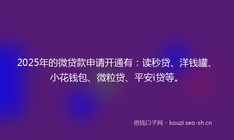 2025年的微贷款申请开通有：读秒贷、洋钱罐、小花钱包、微粒贷、平安i贷等。