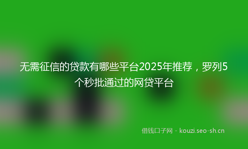 无需征信的贷款有哪些平台2025年推荐，罗列5个秒批通过的网贷平台