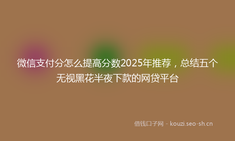 微信支付分怎么提高分数2025年推荐，总结五个无视黑花半夜下款的网贷平台