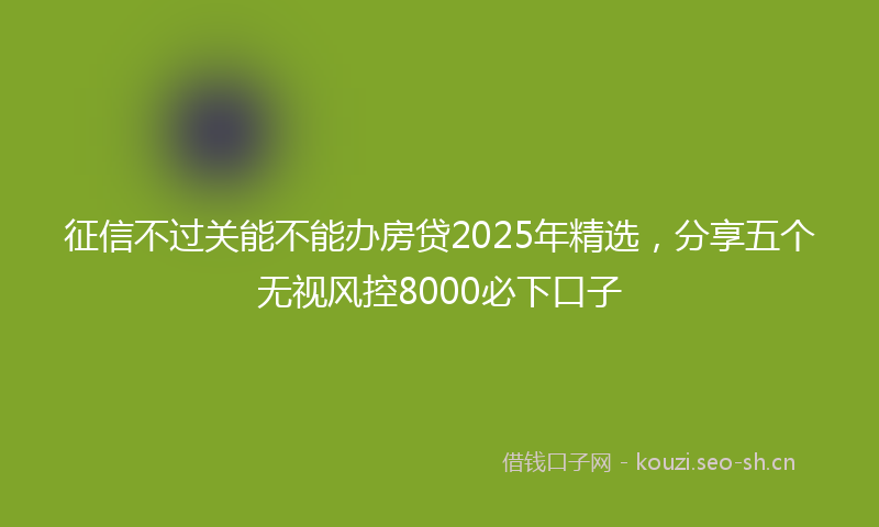 征信不过关能不能办房贷2025年精选，分享五个无视风控8000必下口子