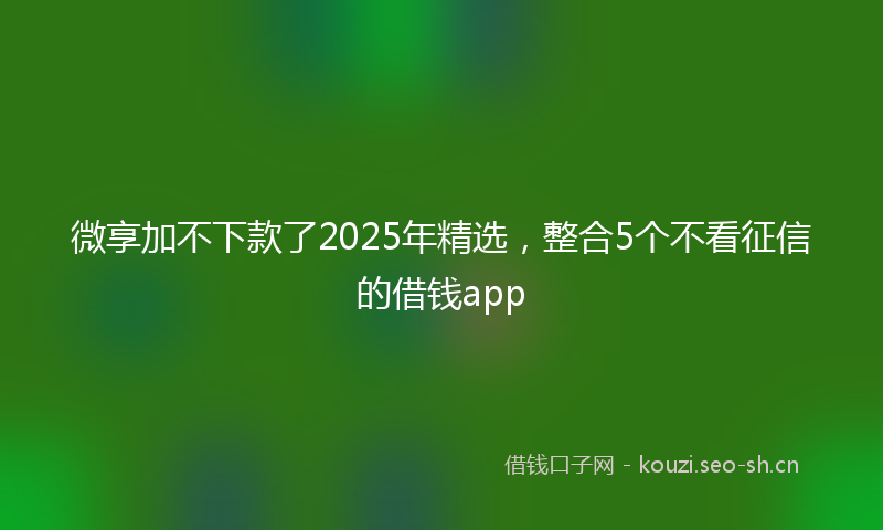 微享加不下款了2025年精选,整合5个不看征信的借钱app